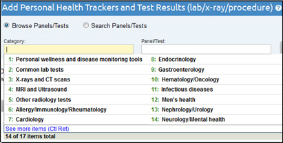 Photo of the Add Test Results and Trackers screeen